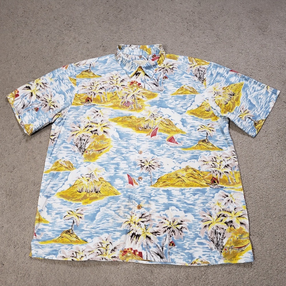 The Territory Ahead Shirt Men XL Hawaiian Blue Short Sleeve Islands Beach Casual